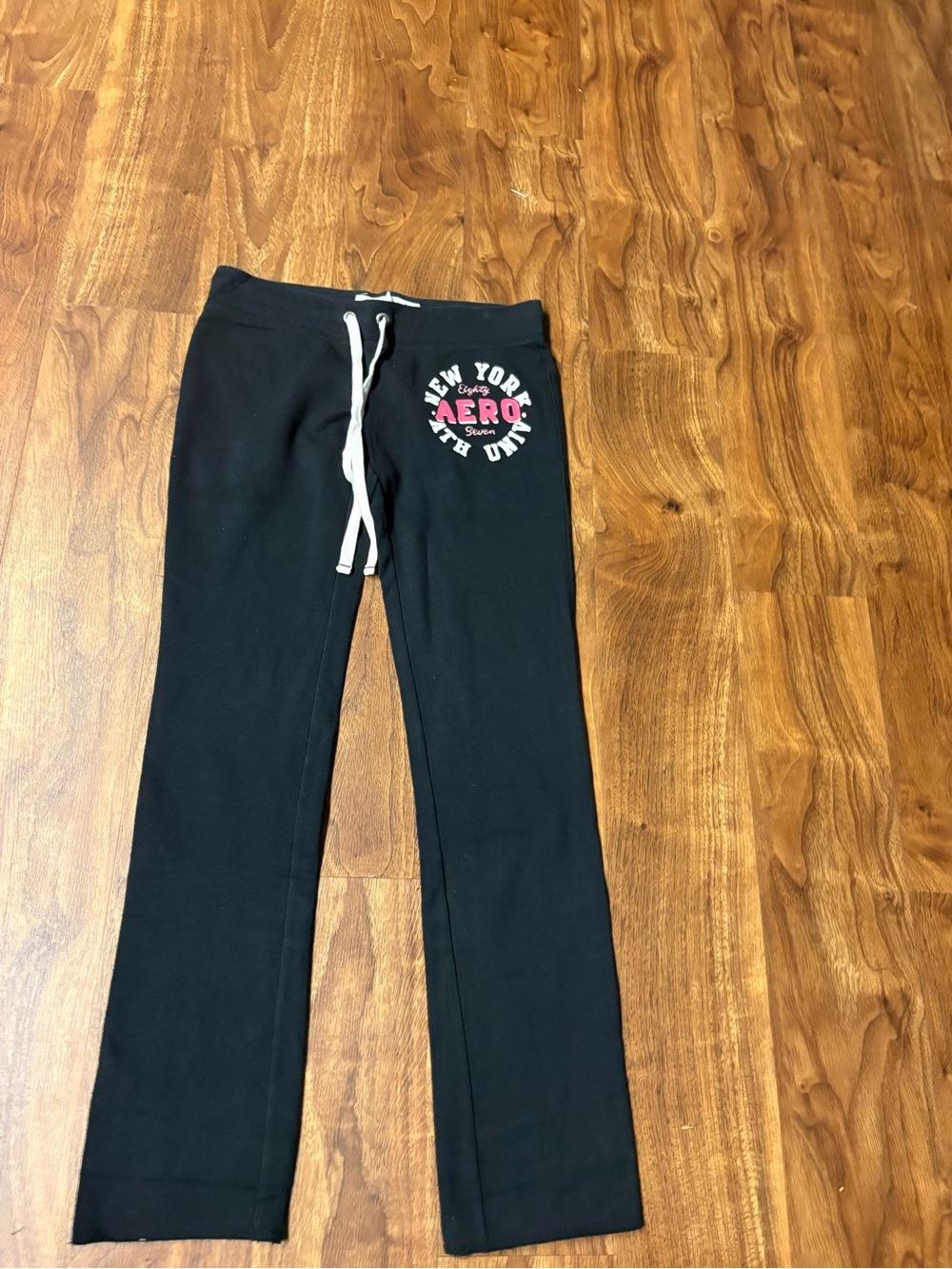 Aéropostale Vintage Black Flare Sweatpants Pink Logo Size Small